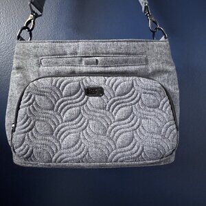 Lug Samba Gray Quilted Crossbody Bag With Multiple Compartments